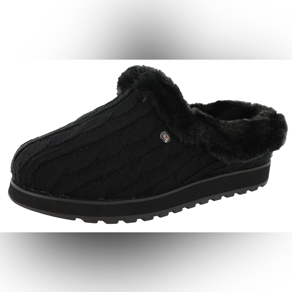 NEW!! Bobs from Skechers Ice Angel Elegant Black Women's Faux Fur Slippers 6.5M